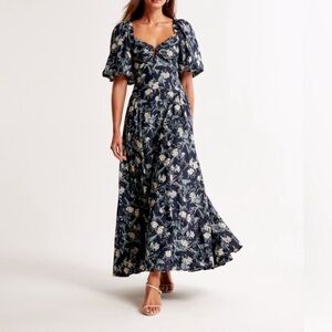 Abercrombie & Fitch Hardware Drama Puff Sleeve Maxi Dress